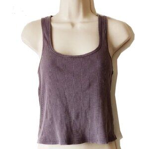 NWT Japanese Zara Garment Dyed Crop Rib Knit Tank Top M Dusty Purple 50OFF3